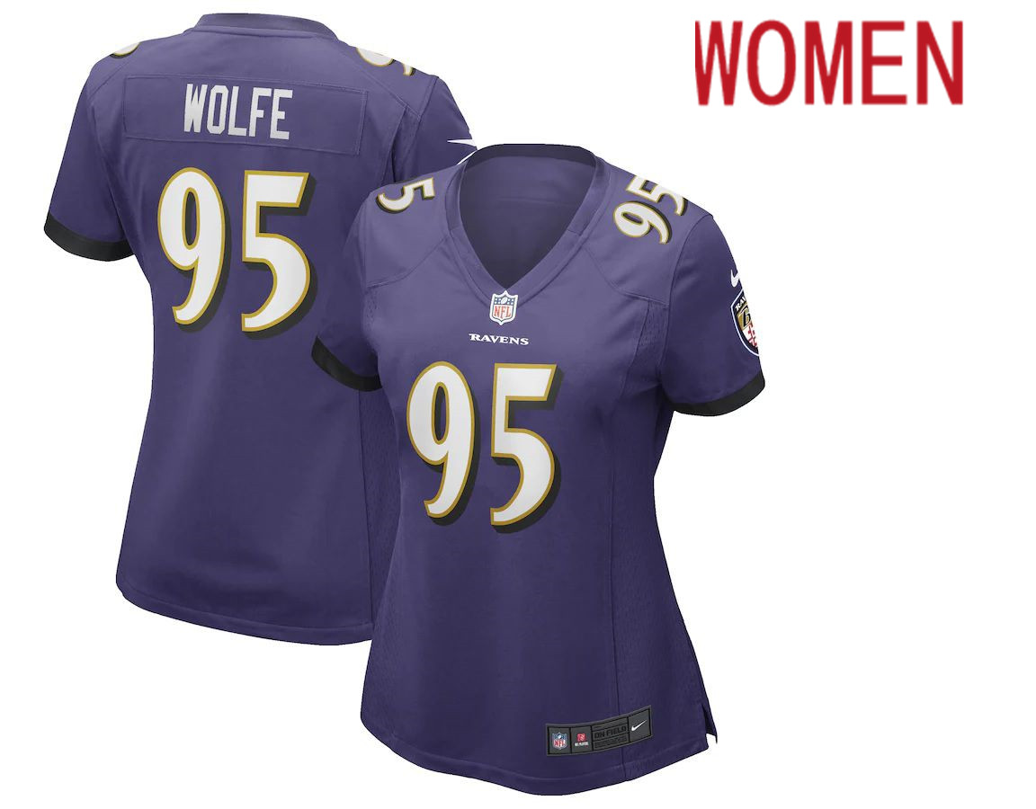 Women Baltimore Ravens #95 Derek Wolfe Nike Purple Game Player NFL Jersey